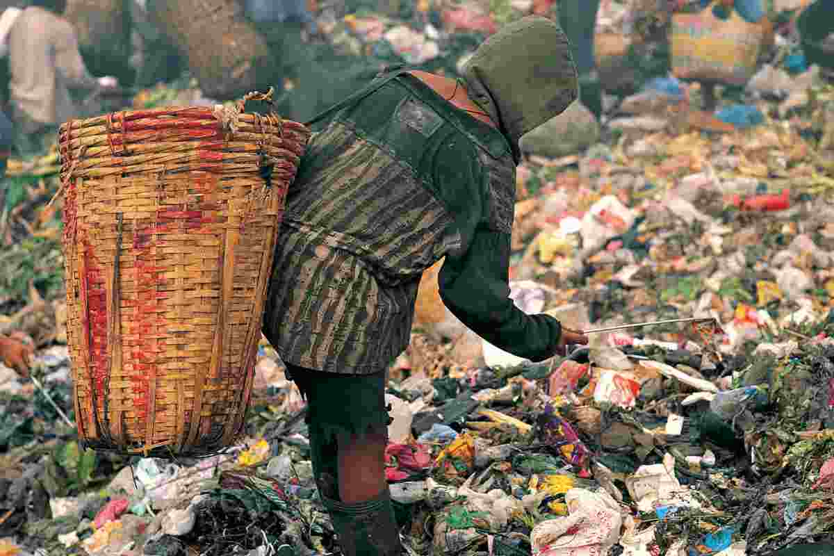 Persona che cerca cibo