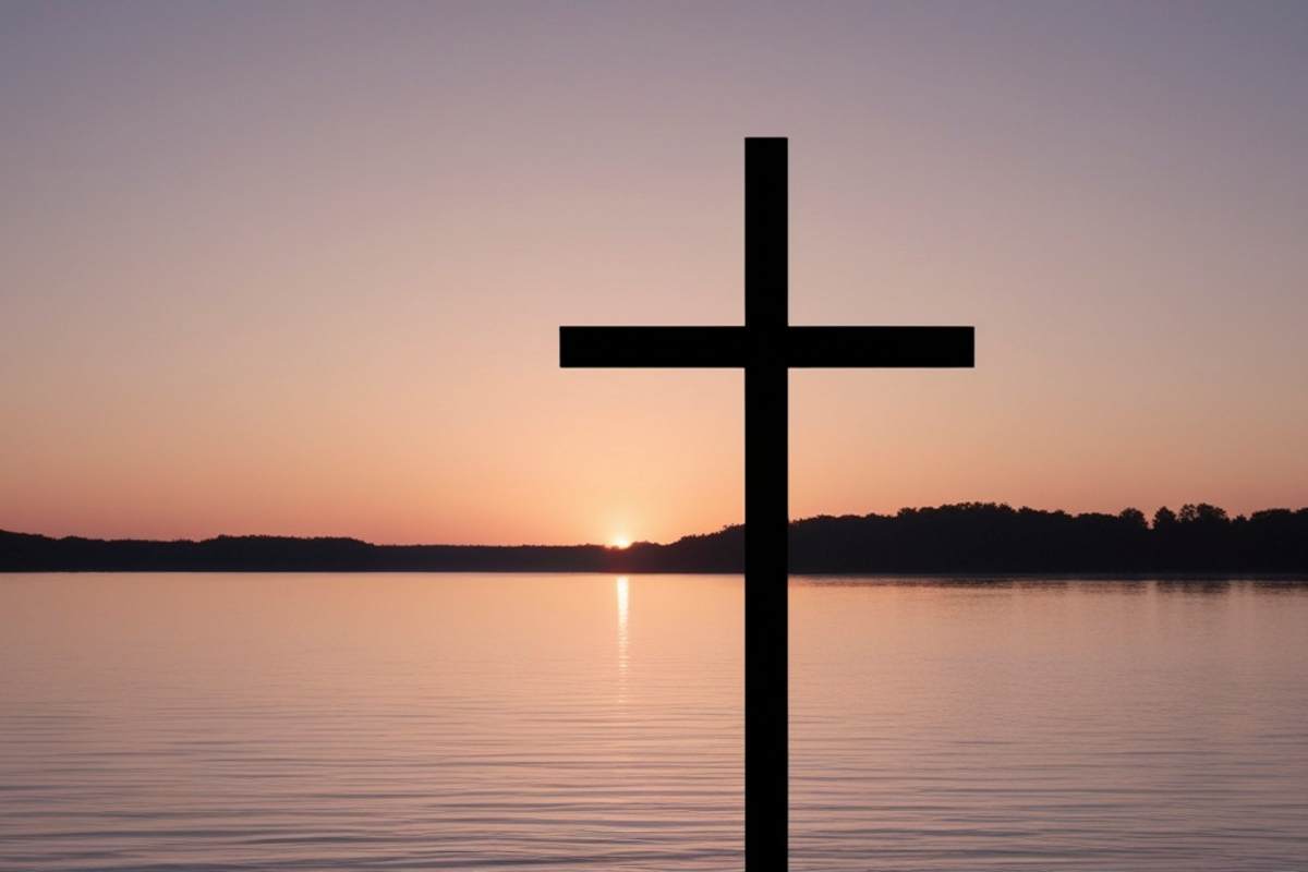 Croce sulla riva del lago