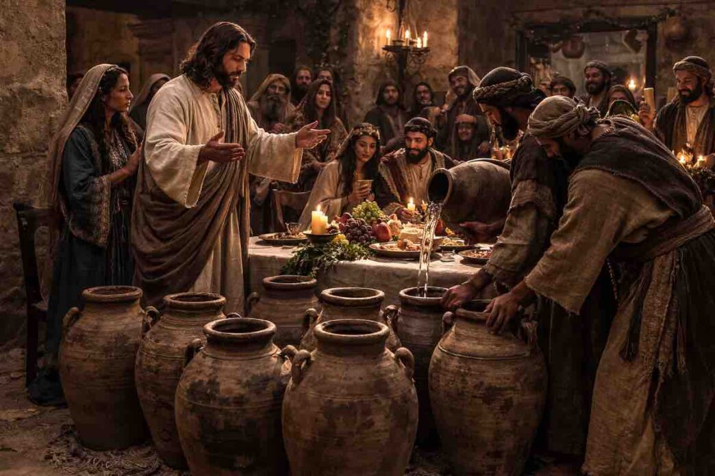 Il primo miracolo compiuto da Gesù, la trasformazione dell'acqua in vino durante un matrimonio a Cana, è uno degli episodi più significativi della vita di Cristo, narrato nel Vangelo di Giovanni (Gv 2:1-11).