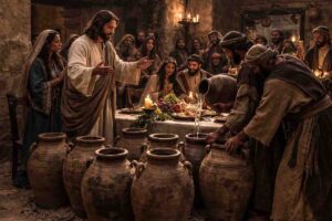 Il primo miracolo compiuto da Gesù, la trasformazione dell'acqua in vino durante un matrimonio a Cana, è uno degli episodi più significativi della vita di Cristo, narrato nel Vangelo di Giovanni (Gv 2:1-11).