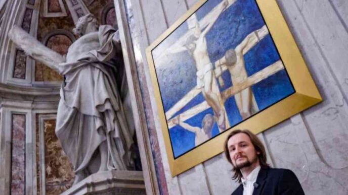 Le quattordici tele, realizzate dall’artista svizzero Manuel Andreas Dürr, sono state selezionate attraverso un concorso internazionale che ha coinvolto creativi provenienti da ogni continente