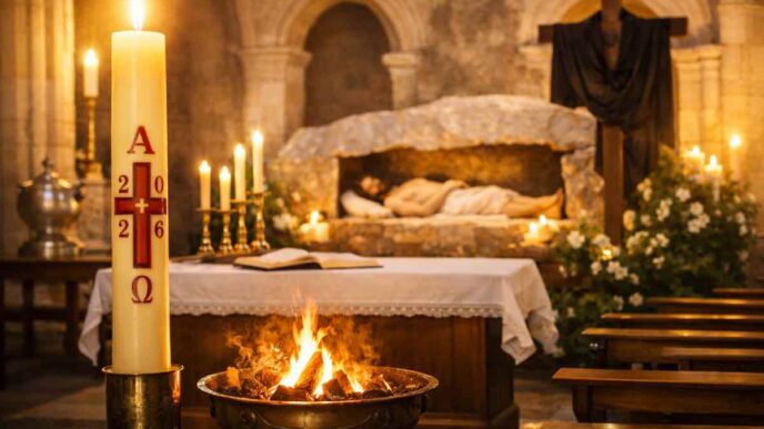 Il Sabato Santo è un giorno di silenzio. Nelle chiese non ci sono celebrazioni, nessuna messa, solo l’attesa. È un momento sospeso, tra la morte e la risurrezione, il giorno che precede la gioia della Pasqua.