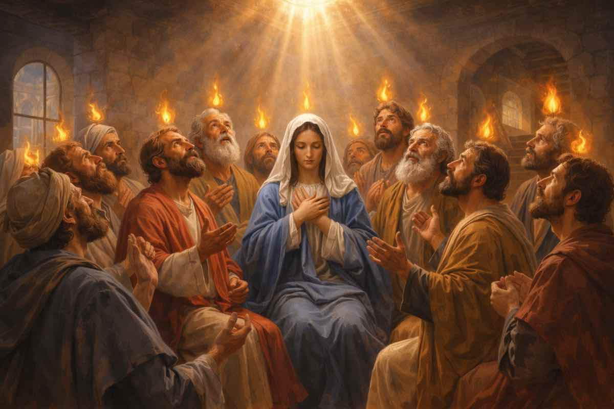 La festa ricorda la discesa dello Spirito Santo sugli apostoli, su Maria e sui primi discepoli di Cristo.