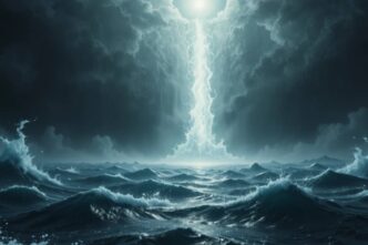 Rappresentazione delle acque primordiali con un vento impetuoso sopra di esse