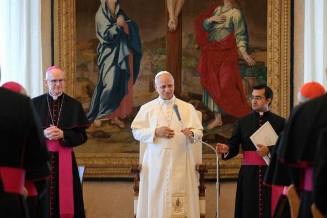 Papa Leone XIV durante l'udienza con il Dicastero per l'Evangelizzazione, 28 maggio 2026