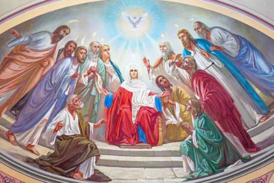 Colomba simbolo dello Spirito Santo sopra il cenacolo