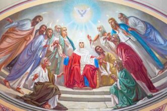 Colomba simbolo dello Spirito Santo sopra il cenacolo