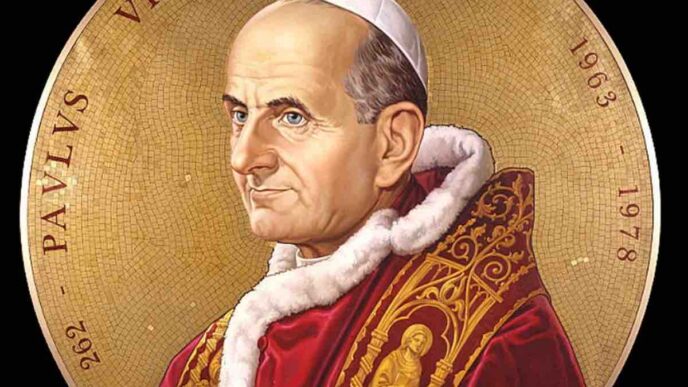 Ritratto ufficiale di papa san Paolo VI, autore dell'enciclica Humanae Vitae del 1968