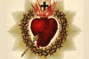 Immagine devozionale del Sacro Cuore di Gesù con il cuore trafitto