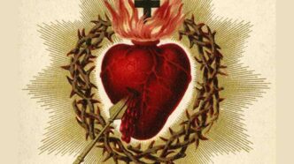 Immagine devozionale del Sacro Cuore di Gesù con il cuore trafitto