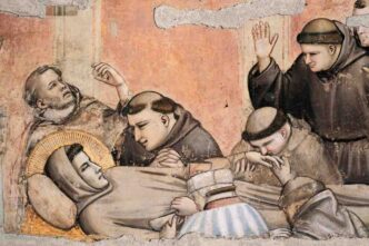 La morte di San Francesco d'Assisi nella notte tra il 3 e il 4 ottobre 1226: disteso sulla nuda terra della Porziuncola, accolse sorella Morte cantando.